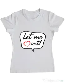 Tricou ADLER dama Let me out Alb