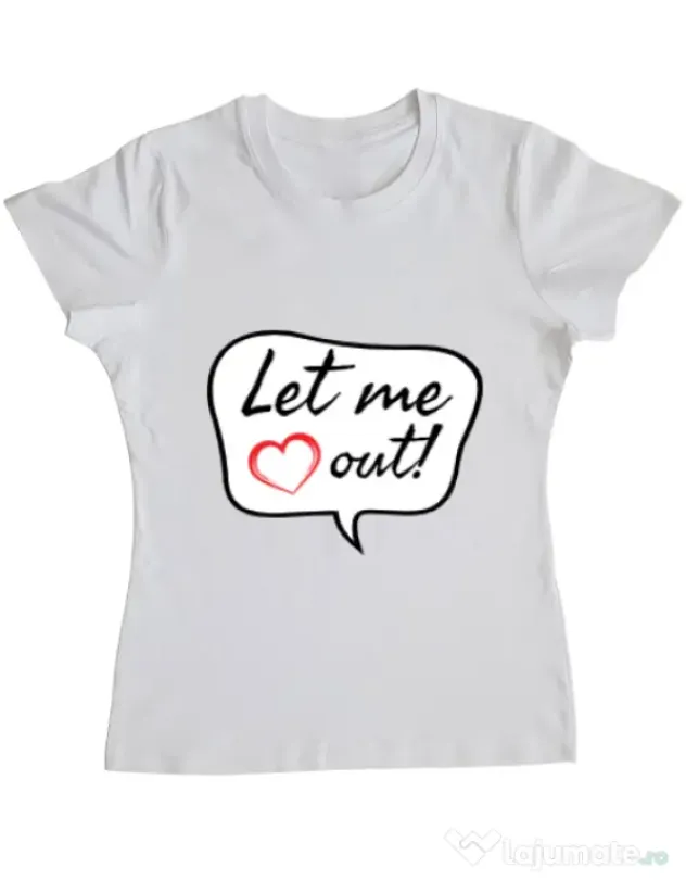 Tricou ADLER dama Let me out Alb
