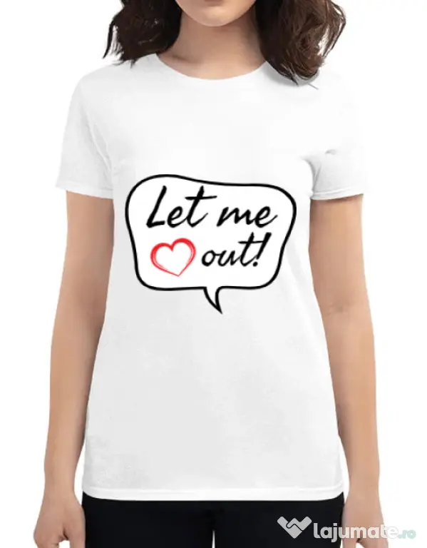 Tricou ADLER dama Let me out Alb