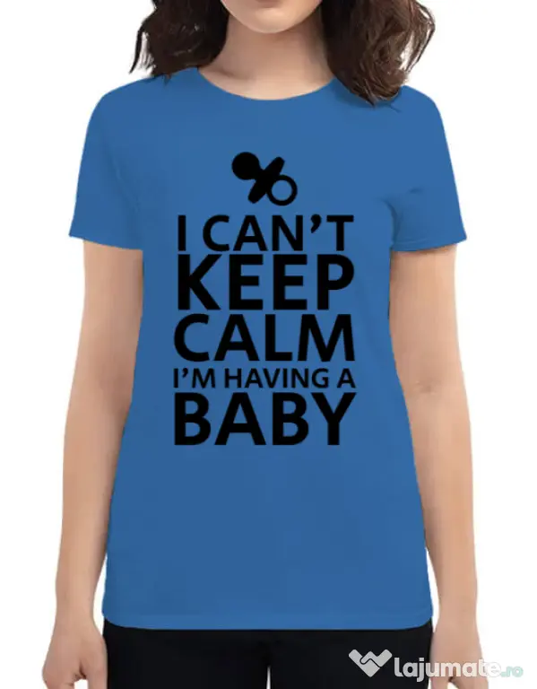 Tricou ADLER dama I am having a baby Albastru azuriu