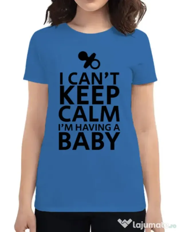 Tricou ADLER dama I am having a baby Albastru azuriu