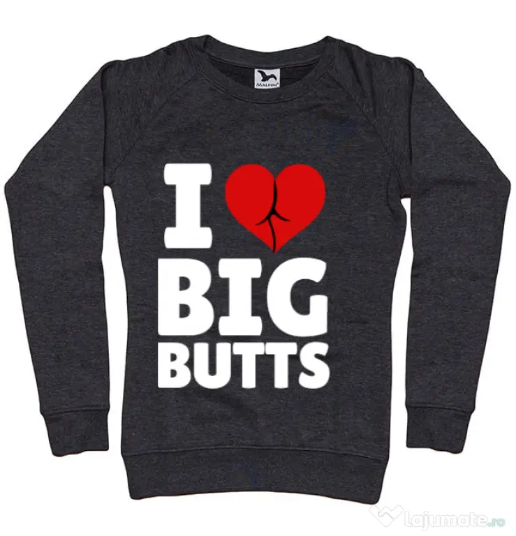Bluza ADLER dama I love big butts Negru melanj