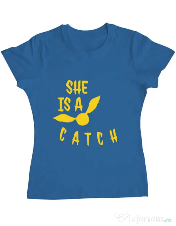 Tricou ADLER dama She is a catch Albastru azuriu