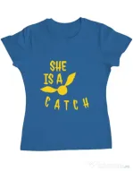 Tricou ADLER dama She is a catch Albastru azuriu
