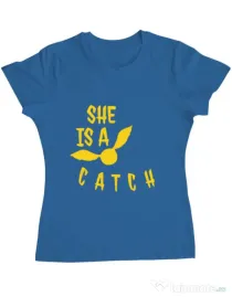 Tricou ADLER dama She is a catch Albastru azuriu