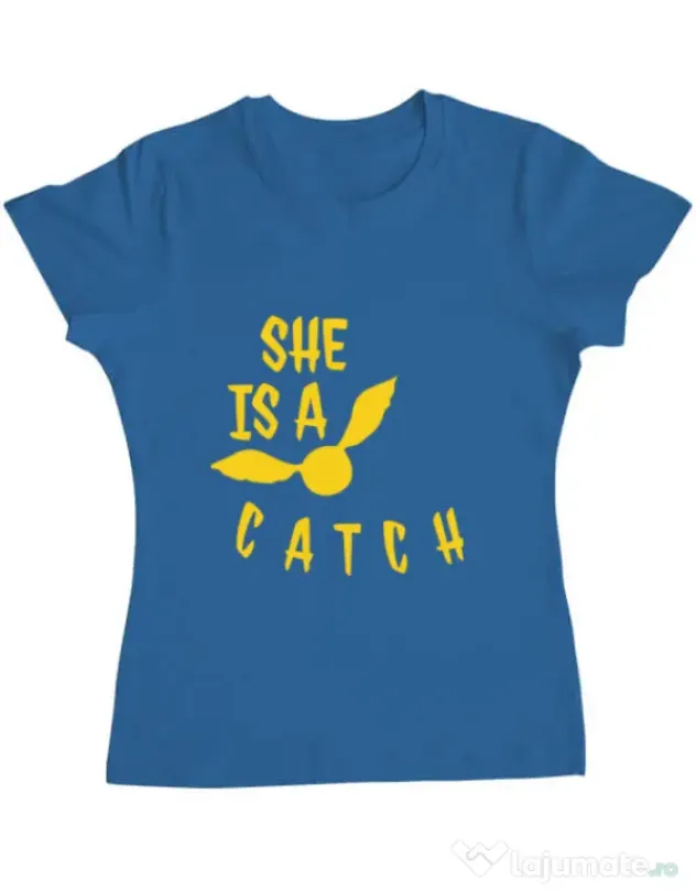 Tricou ADLER dama She is a catch Albastru azuriu