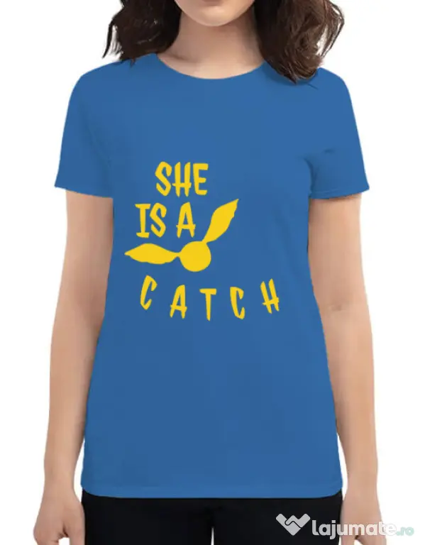 Tricou ADLER dama She is a catch Albastru azuriu
