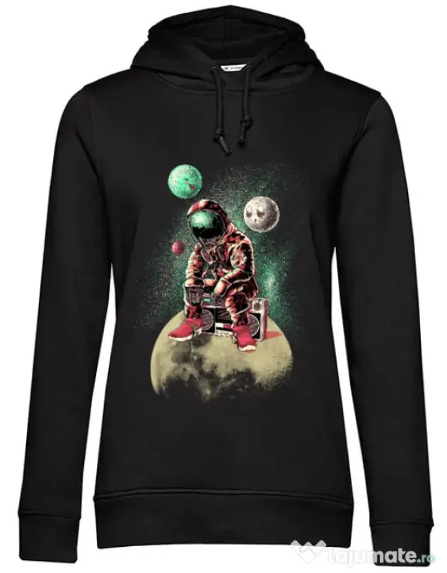 Hoodie dama cu gluga Astronaut - DJ Negru