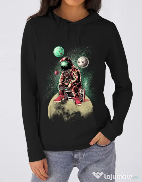 Hoodie dama cu gluga Astronaut - DJ Negru