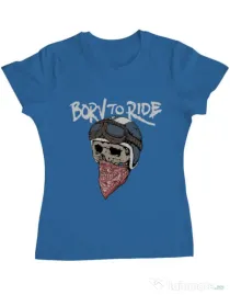 Tricou ADLER dama Born to ride Albastru azuriu