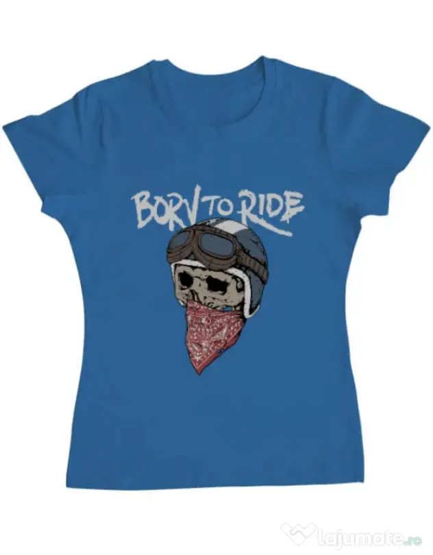 Tricou ADLER dama Born to ride Albastru azuriu