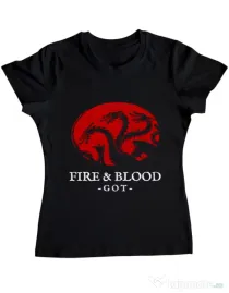 Tricou ADLER dama Fire and Blood Targaryen Negru