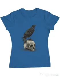 Tricou ADLER dama Crow skull Albastru azuriu
