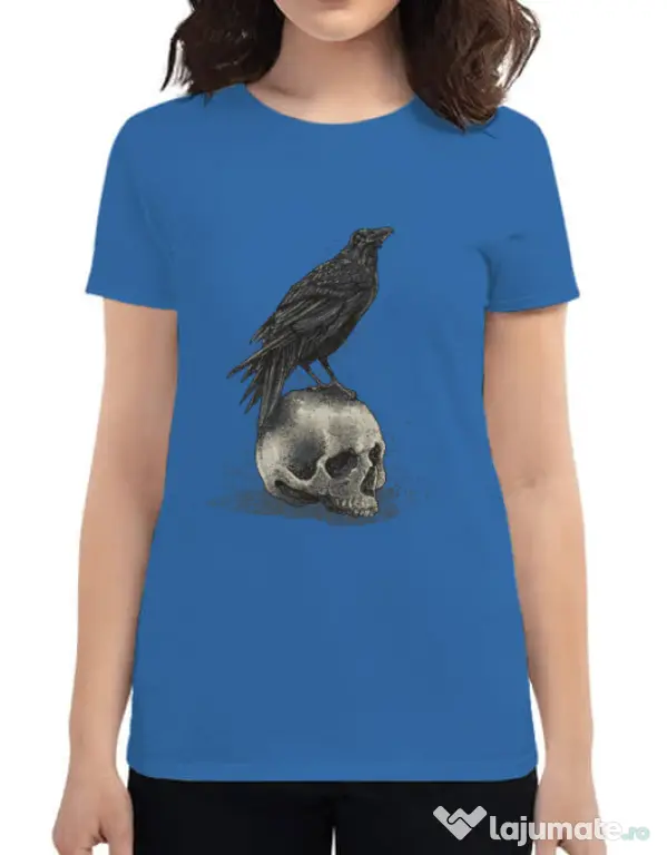 Tricou ADLER dama Crow skull Albastru azuriu