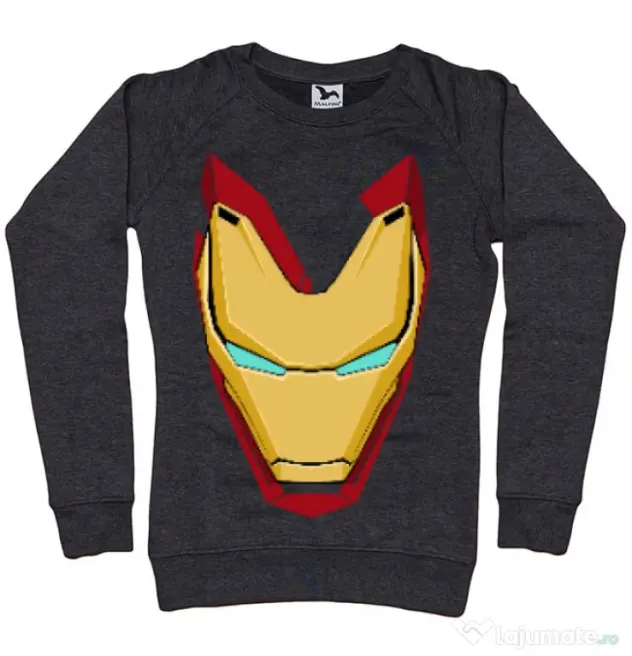 Bluza ADLER dama Iron man mask Negru melanj