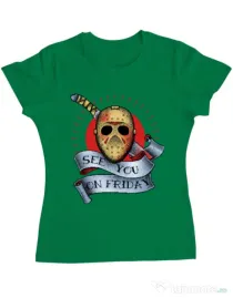 Tricou ADLER dama See you on friday Verde mediu