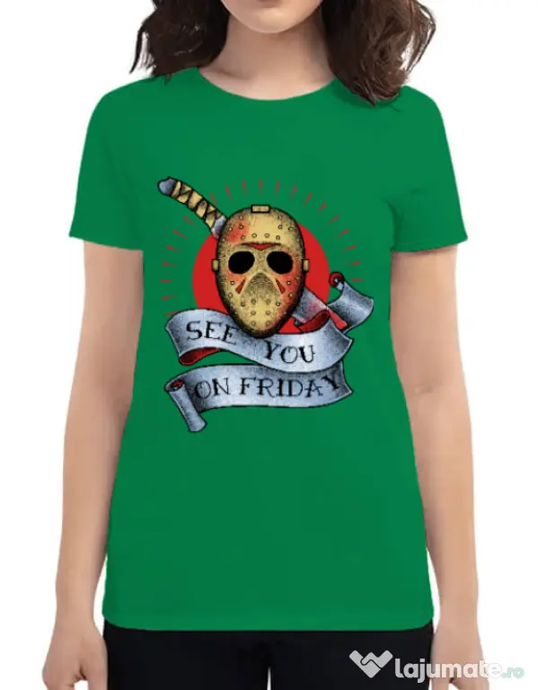 Tricou ADLER dama See you on friday Verde mediu