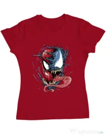 Tricou ADLER dama Venom vs Spiderman Rosu