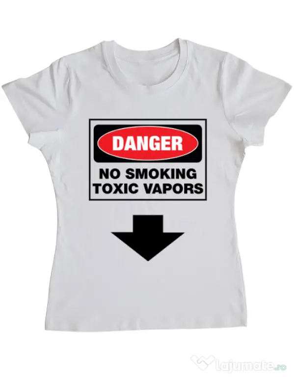 Tricou ADLER dama Danger No Smoking Alb