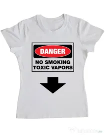 Tricou ADLER dama Danger No Smoking Alb