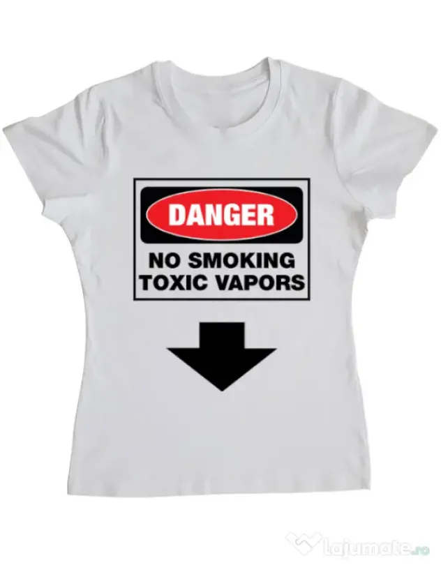 Tricou ADLER dama Danger No Smoking Alb