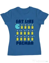 Tricou ADLER dama Eat Like Pacman Albastru azuriu