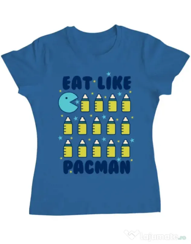 Tricou ADLER dama Eat Like Pacman Albastru azuriu