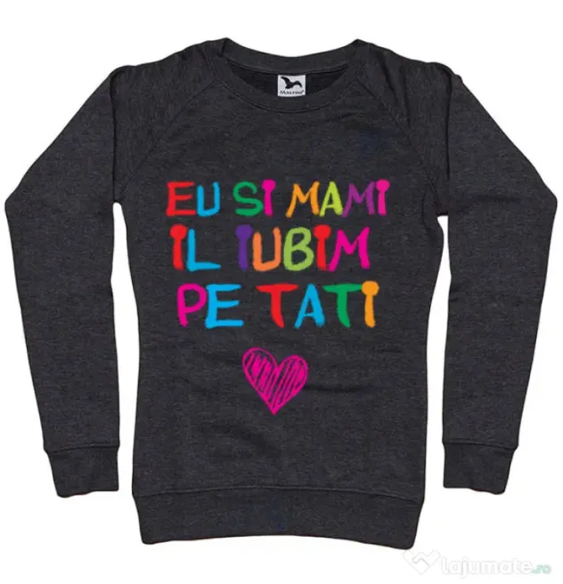 Bluza ADLER dama Il iubim pe tati Negru melanj