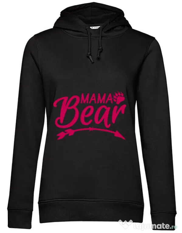 Hoodie dama cu gluga Mama bear Negru