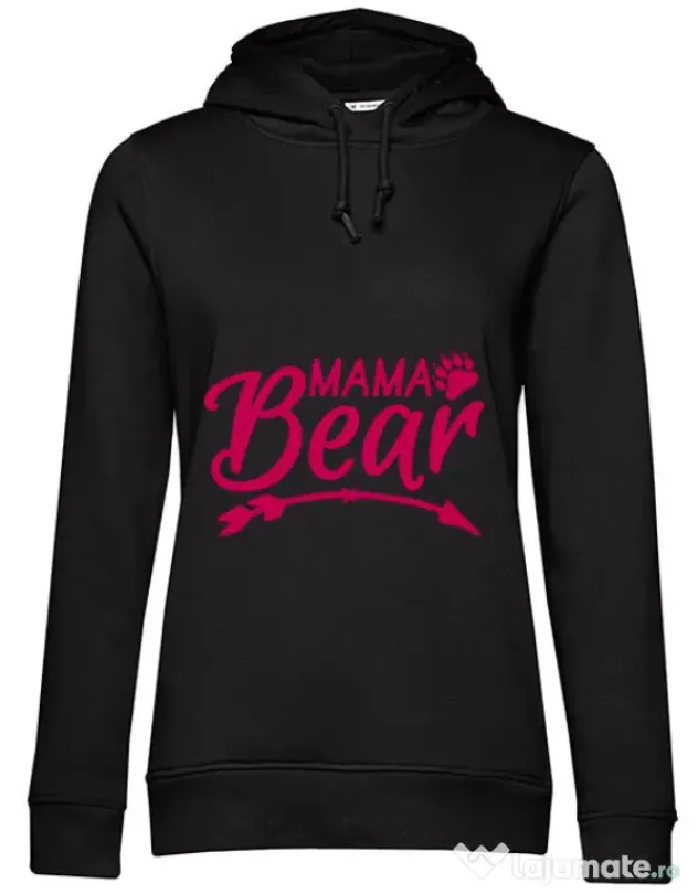 Hoodie dama cu gluga Mama bear Negru