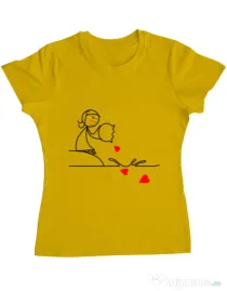 Tricou ADLER dama Fishing for love 2 Galben