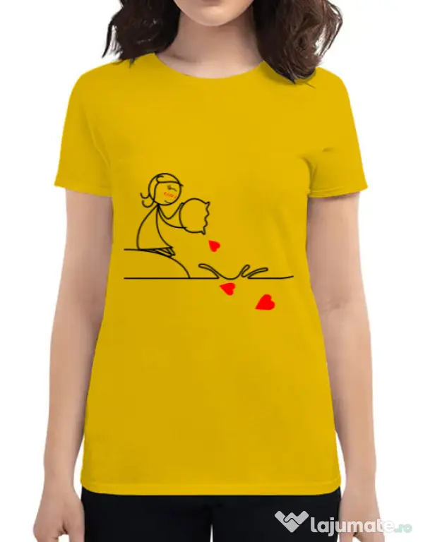 Tricou ADLER dama Fishing for love 2 Galben