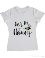 Tricou ADLER dama He is my honey Alb