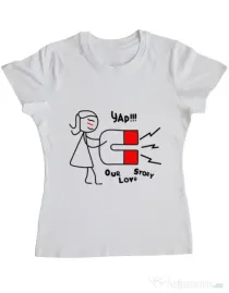 Tricou ADLER dama Our love story 1 Alb