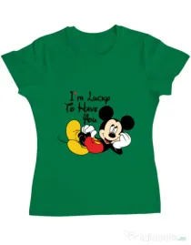 Tricou ADLER dama Lucky to have you Verde mediu