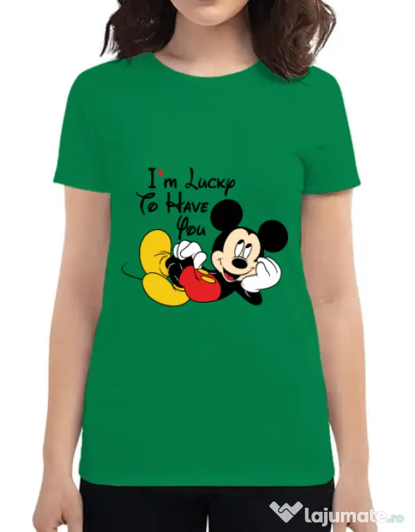 Tricou ADLER dama Lucky to have you Verde mediu