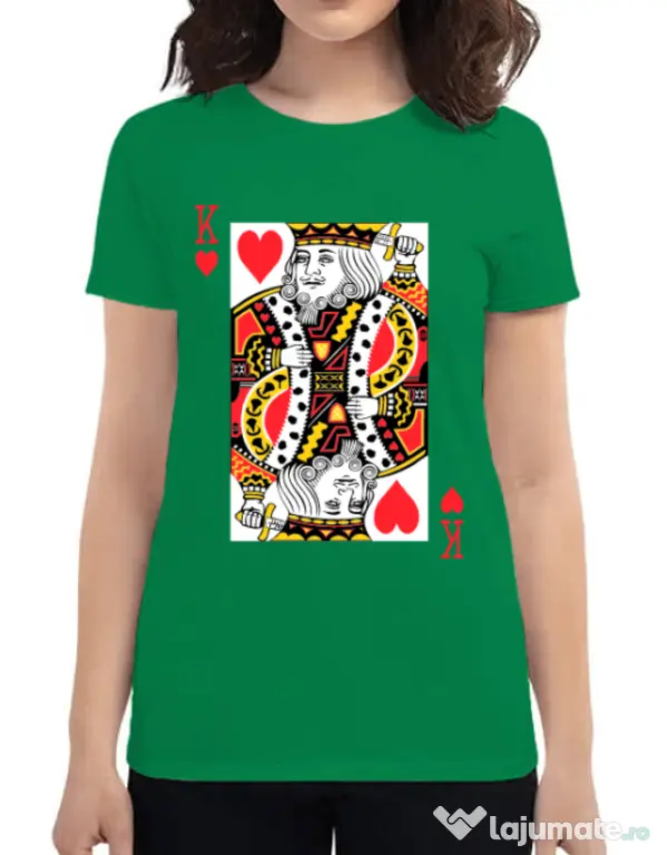 Tricou ADLER dama King of hearts Verde mediu