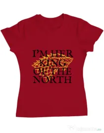 Tricou ADLER dama Her king of the north Rosu