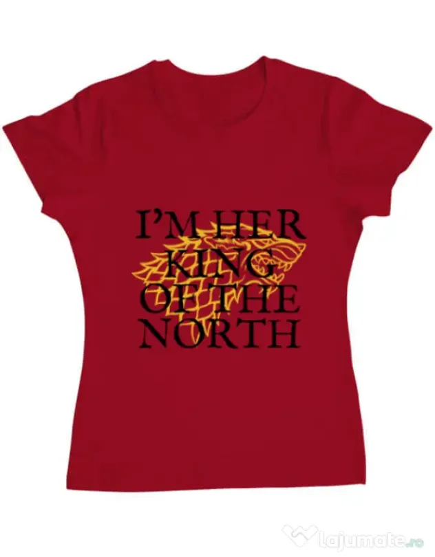 Tricou ADLER dama Her king of the north Rosu