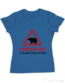 Tricou ADLER dama Atentie urs Albastru azuriu