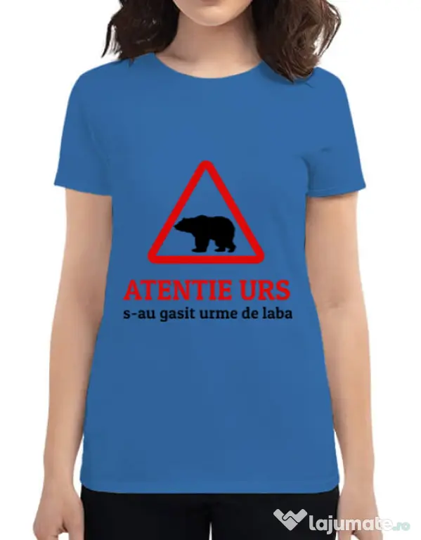 Tricou ADLER dama Atentie urs Albastru azuriu