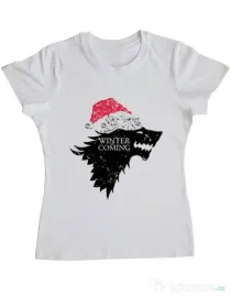 Tricou ADLER dama Christmas is coming Alb