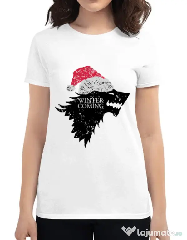Tricou ADLER dama Christmas is coming Alb