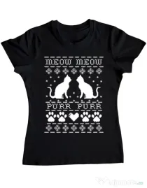 Tricou ADLER dama Meow purr Negru