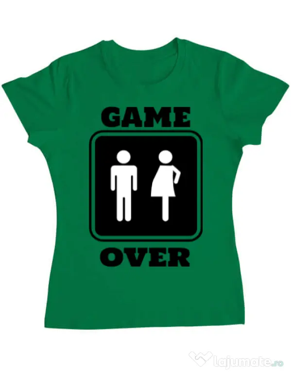 Tricou ADLER dama Game over pregnant Verde mediu