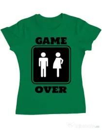 Tricou ADLER dama Game over pregnant Verde mediu