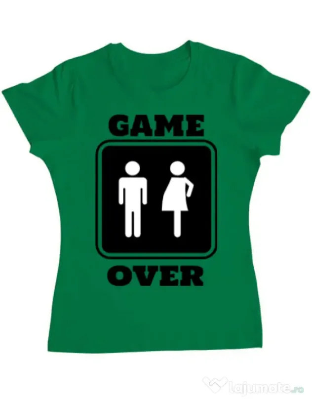 Tricou ADLER dama Game over pregnant Verde mediu