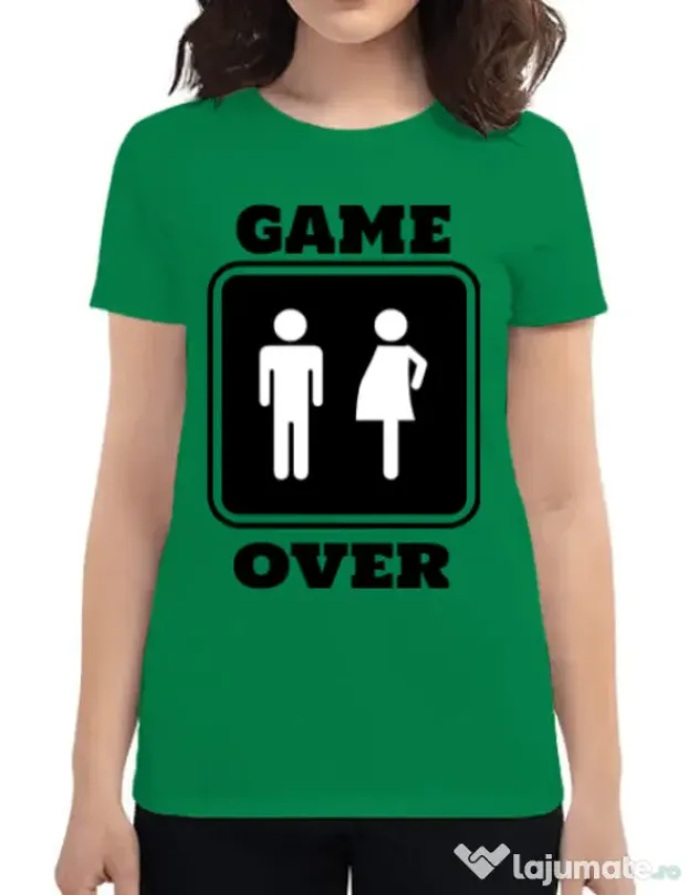 Tricou ADLER dama Game over pregnant Verde mediu