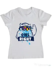 Tricou ADLER dama Owl right Alb