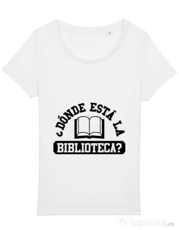 Tricou STANLEY STELLA dama Donde esta la biblioteca Alb